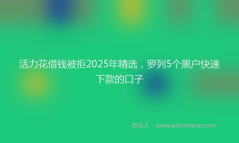 活力花借钱被拒2025年精选，罗列5个黑户快速下款的口子