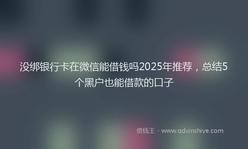 没绑银行卡在微信能借钱吗2025年推荐，总结5个黑户也能借款的口子
