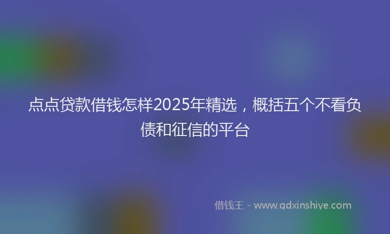点点贷款借钱怎样2025年精选，概括五个不看负债和征信的平台