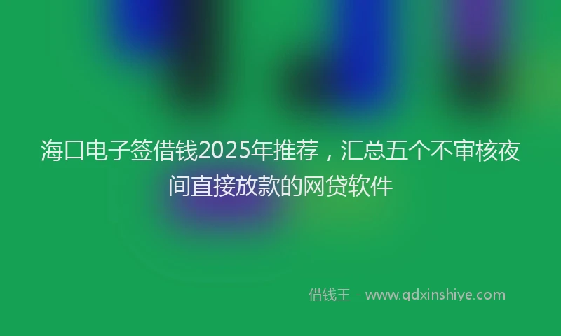 海口电子签借钱2025年推荐，汇总五个不审核夜间直接放款的网贷软件