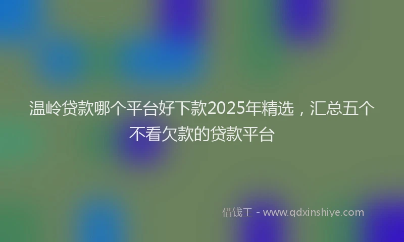 温岭贷款哪个平台好下款2025年精选，汇总五个不看欠款的贷款平台