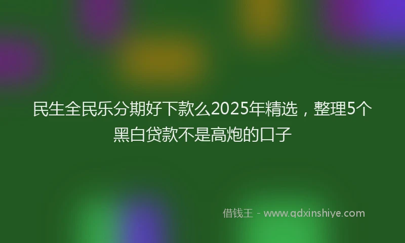 民生全民乐分期好下款么2025年精选，整理5个黑白贷款不是高炮的口子