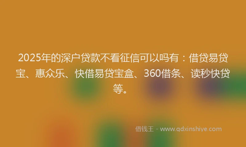 2025年的深户贷款不看征信可以吗有：借贷易贷宝、惠众乐、快借易贷宝盒、360借条、读秒快贷等。