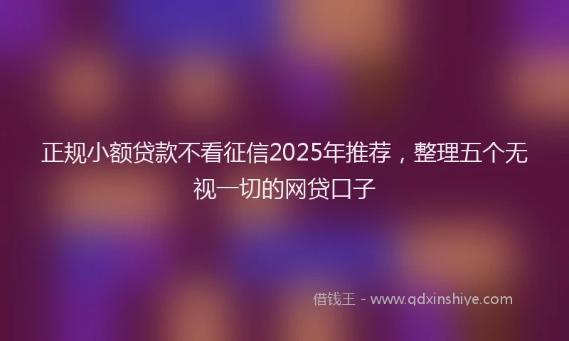 正规小额贷款不看征信2025年推荐，整理五个无视一切的网贷口子