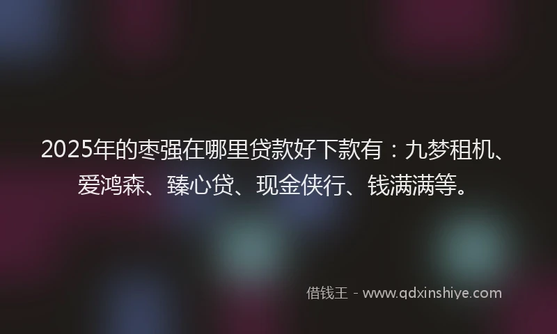 2025年的枣强在哪里贷款好下款有：九梦租机、爱鸿森、臻心贷、现金侠行、钱满满等。