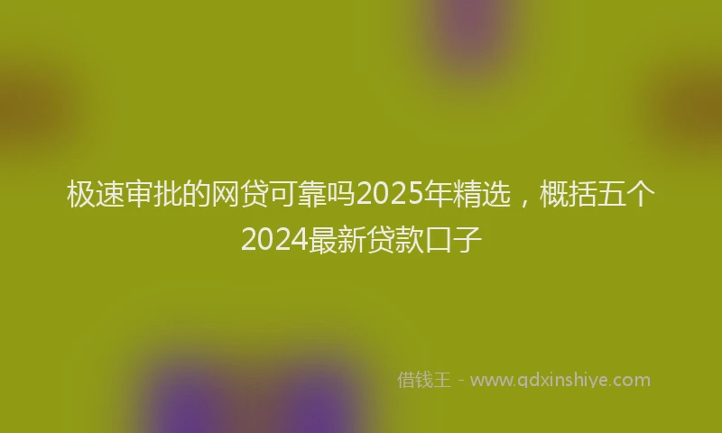 极速审批的网贷可靠吗2025年精选，概括五个2024最新贷款口子