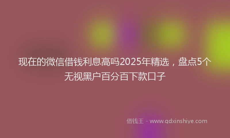 现在的微信借钱利息高吗2025年精选，盘点5个无视黑户百分百下款口子