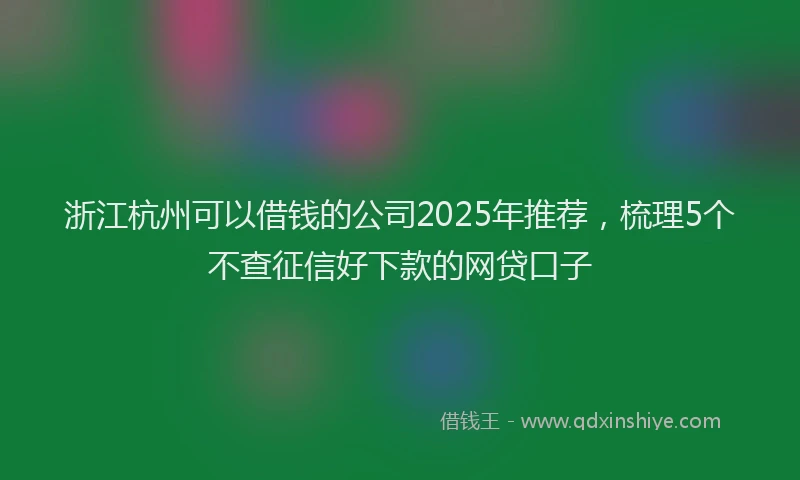 浙江杭州可以借钱的公司2025年推荐，梳理5个不查征信好下款的网贷口子