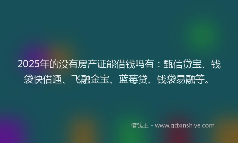 2025年的没有房产证能借钱吗有：甄信贷宝、钱袋快借通、飞融金宝、蓝莓贷、钱袋易融等。