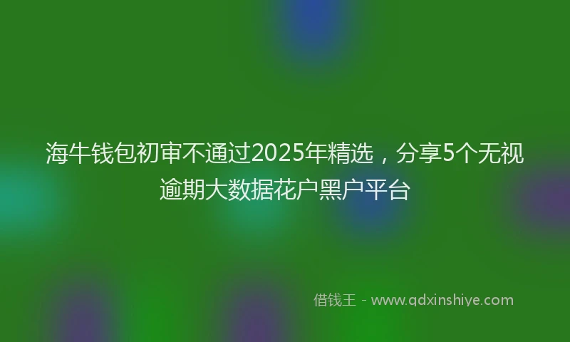 海牛钱包初审不通过2025年精选，分享5个无视逾期大数据花户黑户平台