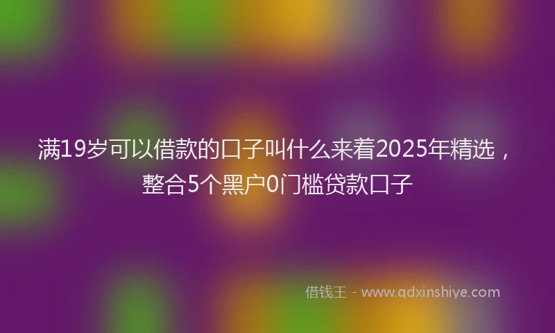 满19岁可以借款的口子叫什么来着2025年精选，整合5个黑户0门槛贷款口子