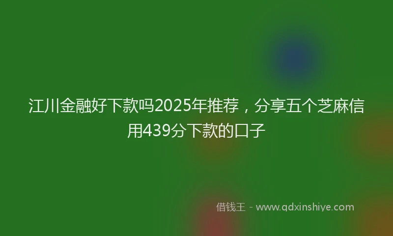 江川金融好下款吗2025年推荐，分享五个芝麻信用439分下款的口子