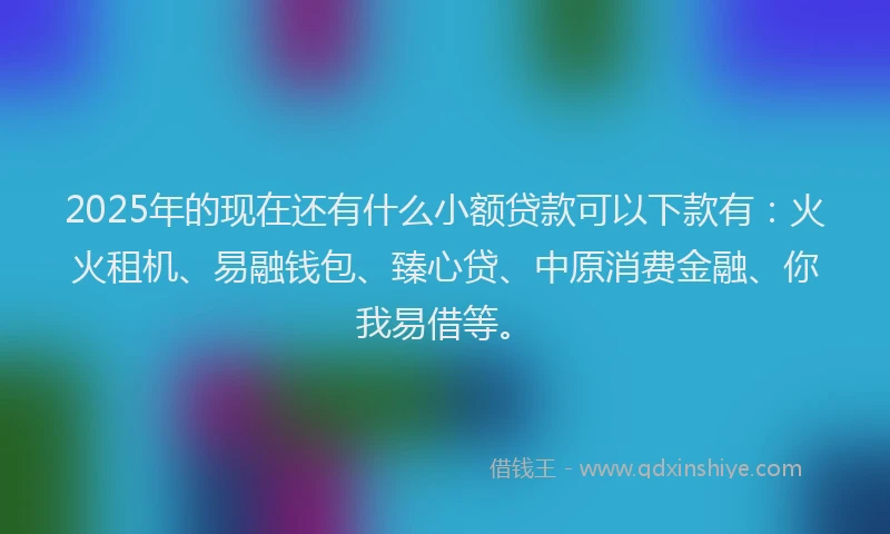 2025年的现在还有什么小额贷款可以下款有：火火租机、易融钱包、臻心贷、中原消费金融、你我易借等。