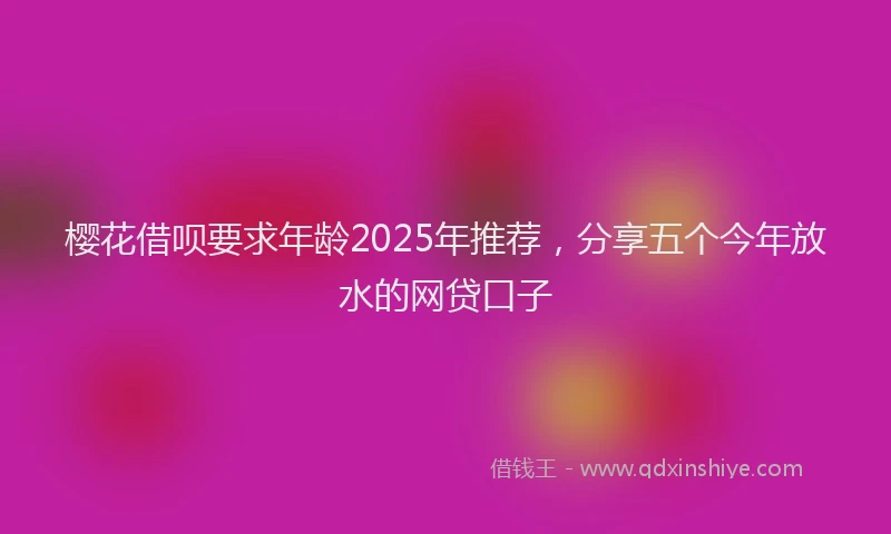 樱花借呗要求年龄2025年推荐，分享五个今年放水的网贷口子