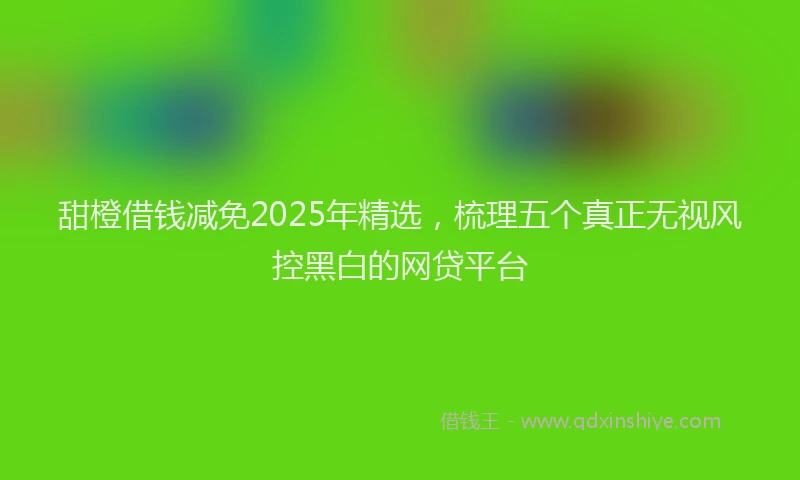 甜橙借钱减免2025年精选，梳理五个真正无视风控黑白的网贷平台