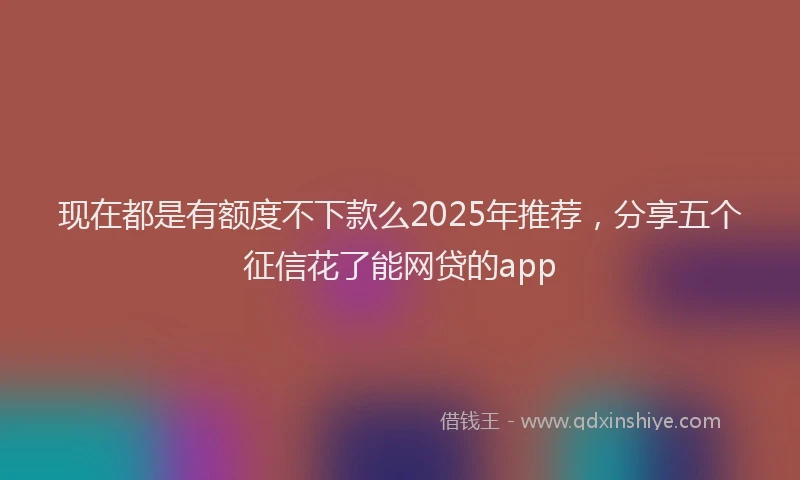 现在都是有额度不下款么2025年推荐，分享五个征信花了能网贷的app