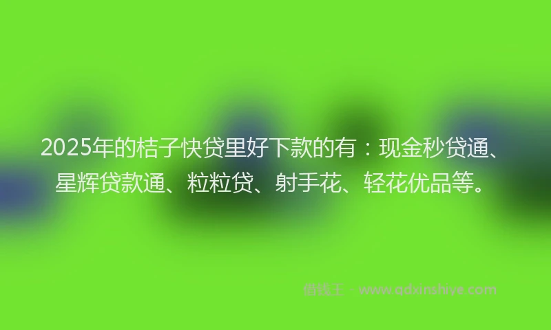 2025年的桔子快贷里好下款的有：现金秒贷通、星辉贷款通、粒粒贷、射手花、轻花优品等。