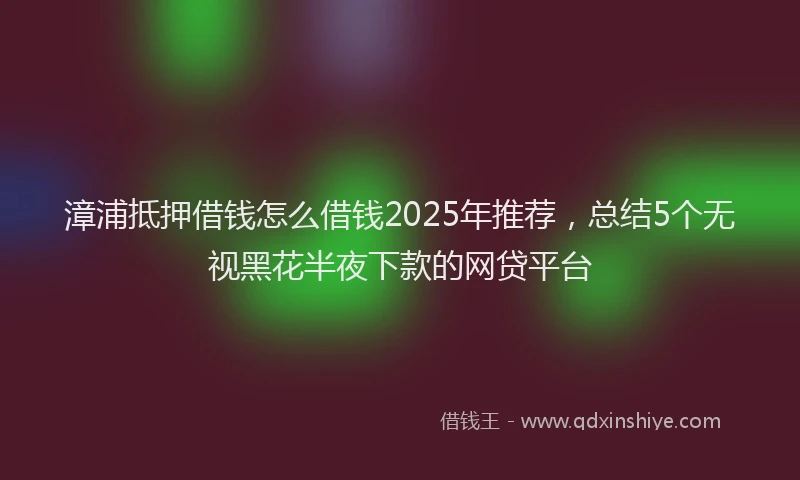 漳浦抵押借钱怎么借钱2025年推荐，总结5个无视黑花半夜下款的网贷平台