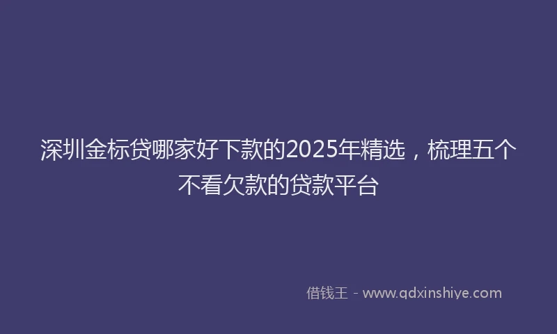 深圳金标贷哪家好下款的2025年精选，梳理五个不看欠款的贷款平台