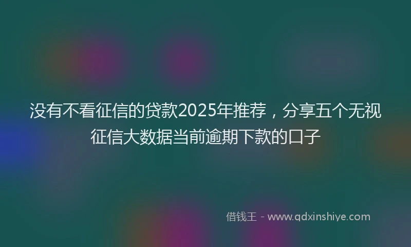 没有不看征信的贷款2025年推荐，分享五个无视征信大数据当前逾期下款的口子