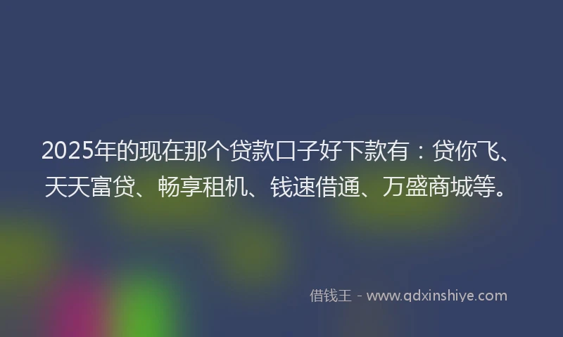 2025年的现在那个贷款口子好下款有：贷你飞、天天富贷、畅享租机、钱速借通、万盛商城等。