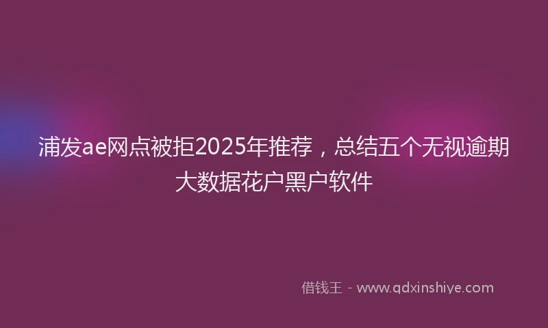 浦发ae网点被拒2025年推荐，总结五个无视逾期大数据花户黑户软件