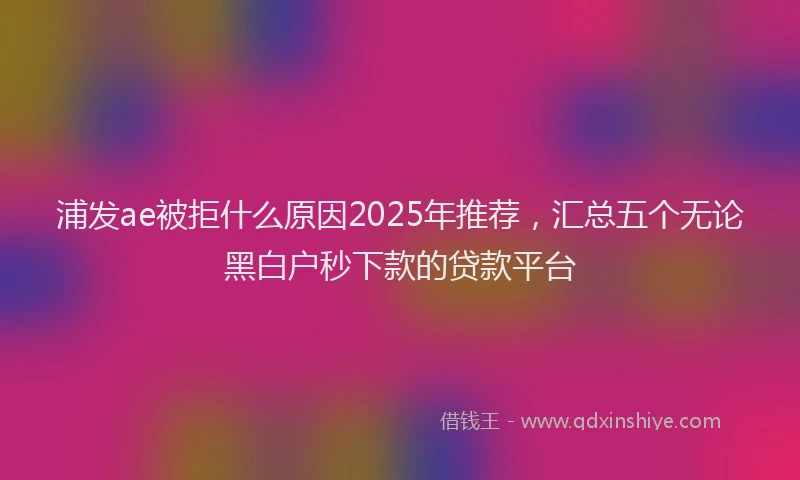 浦发ae被拒什么原因2025年推荐，汇总五个无论黑白户秒下款的贷款平台