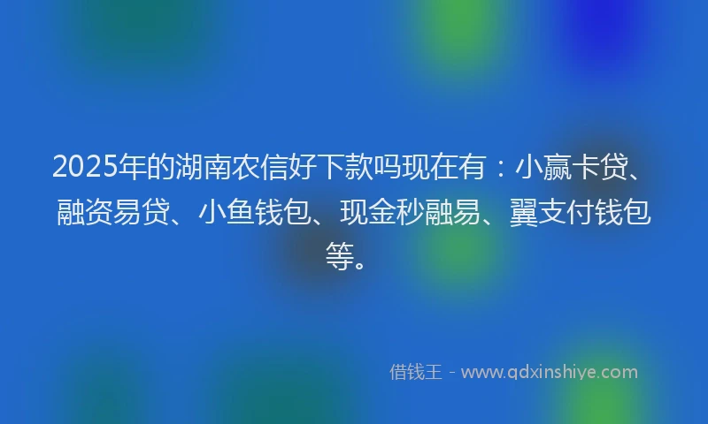 2025年的湖南农信好下款吗现在有：小赢卡贷、融资易贷、小鱼钱包、现金秒融易、翼支付钱包等。