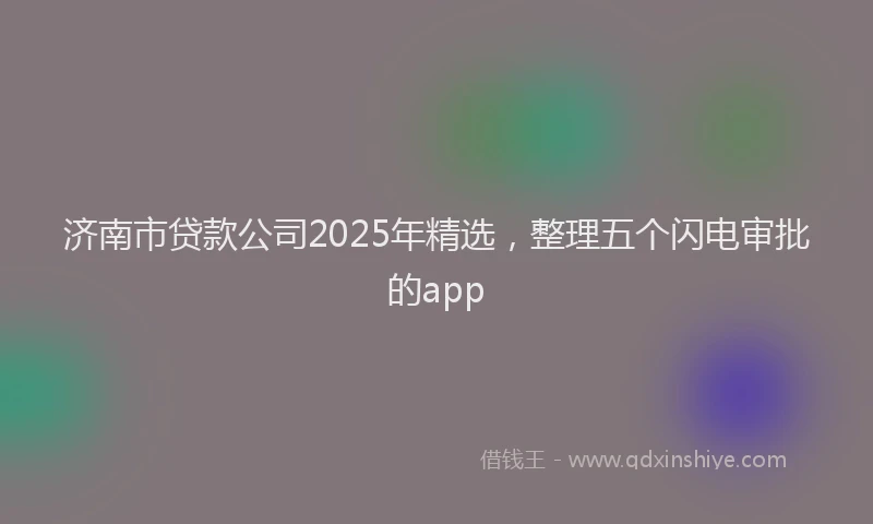 济南市贷款公司2025年精选，整理五个闪电审批的app