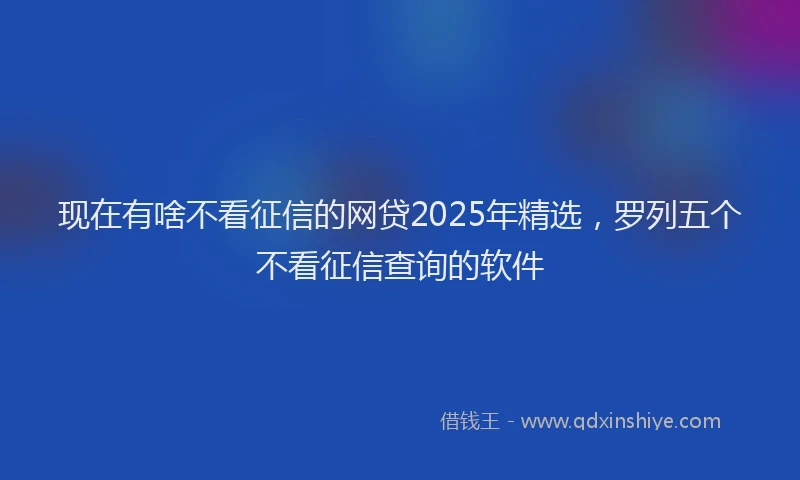 现在有啥不看征信的网贷2025年精选，罗列五个不看征信查询的软件