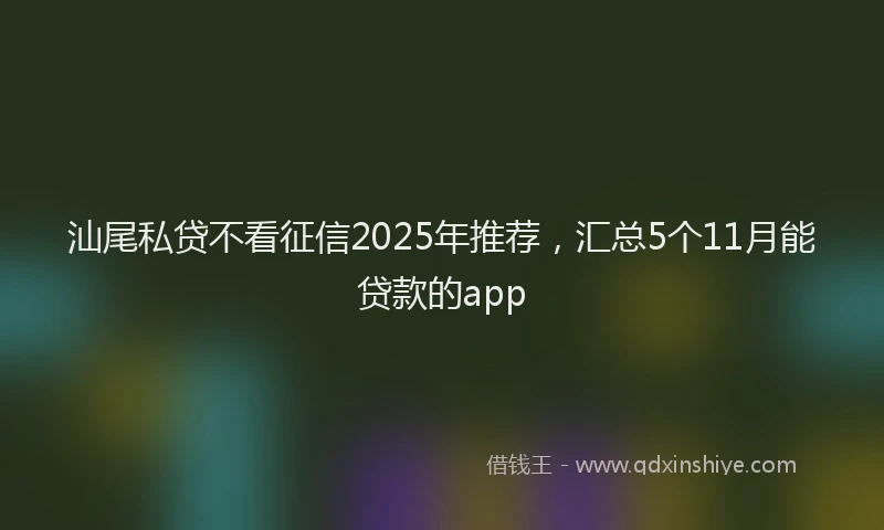 汕尾私贷不看征信2025年推荐，汇总5个11月能贷款的app