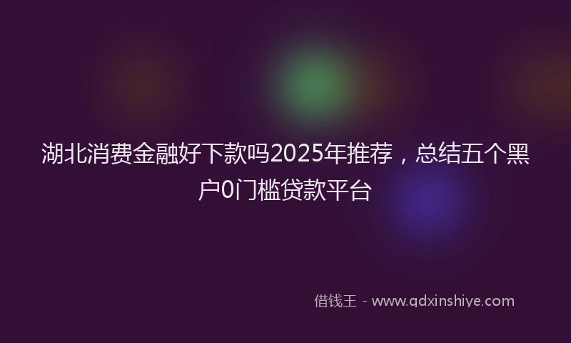 湖北消费金融好下款吗2025年推荐，总结五个黑户0门槛贷款平台