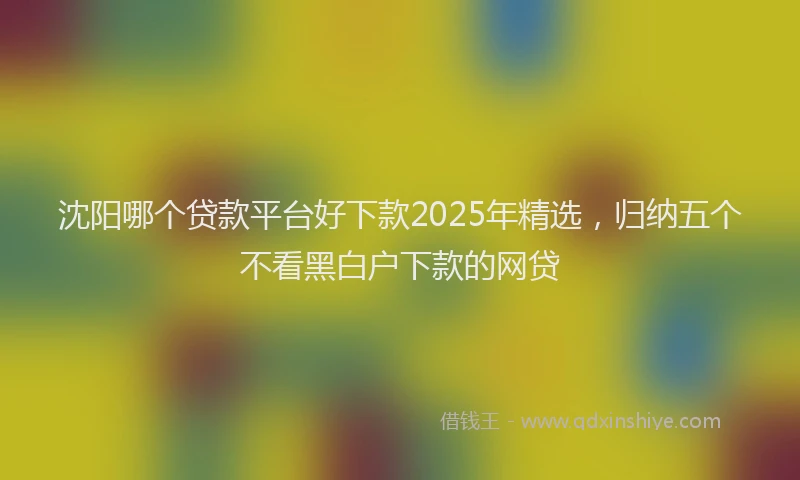 沈阳哪个贷款平台好下款2025年精选，归纳五个不看黑白户下款的网贷