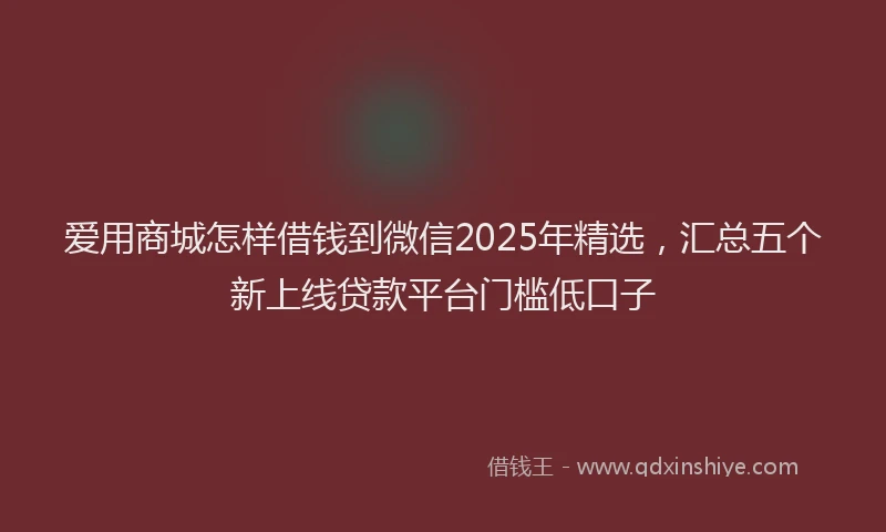 爱用商城怎样借钱到微信2025年精选，汇总五个新上线贷款平台门槛低口子