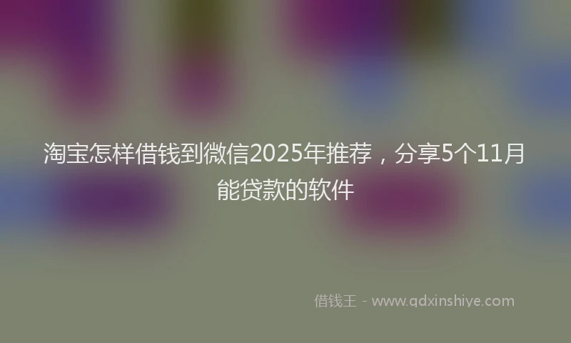 淘宝怎样借钱到微信2025年推荐，分享5个11月能贷款的软件