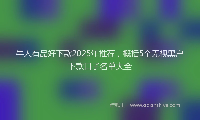 牛人有品好下款2025年推荐，概括5个无视黑户下款口子名单大全