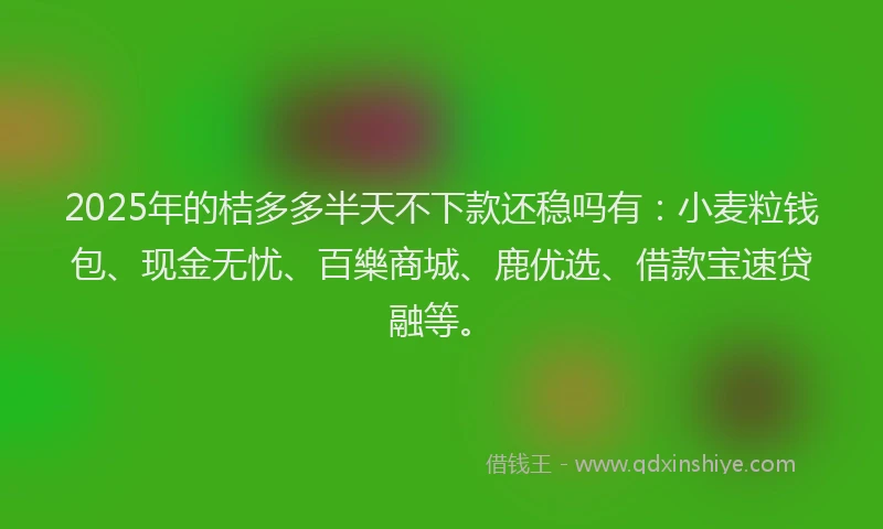 2025年的桔多多半天不下款还稳吗有：小麦粒钱包、现金无忧、百樂商城、鹿优选、借款宝速贷融等。