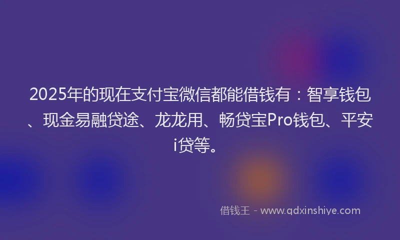 2025年的现在支付宝微信都能借钱有：智享钱包、现金易融贷途、龙龙用、畅贷宝Pro钱包、平安i贷等。