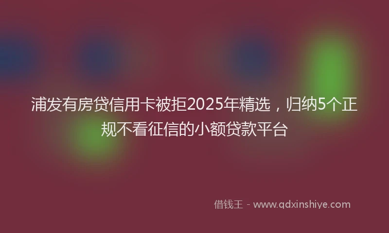 浦发有房贷信用卡被拒2025年精选，归纳5个正规不看征信的小额贷款平台