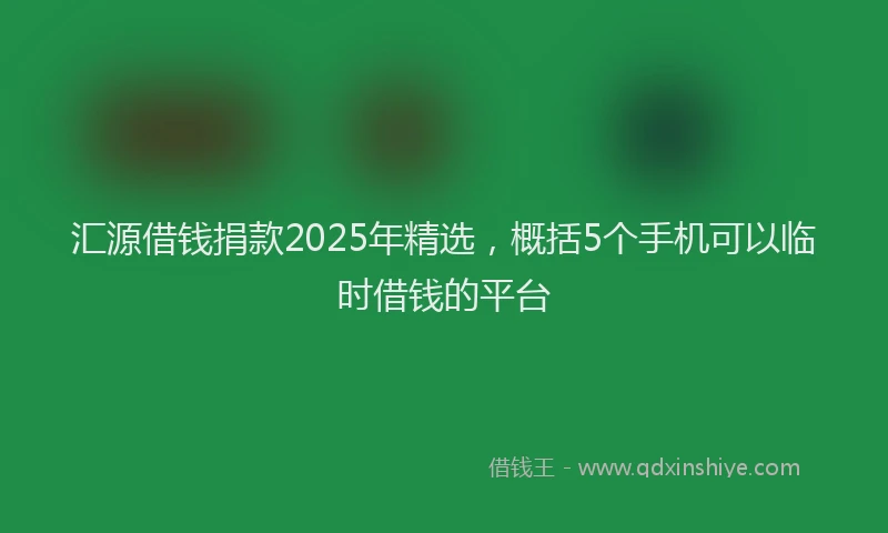 汇源借钱捐款2025年精选，概括5个手机可以临时借钱的平台