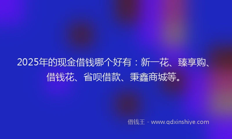 2025年的现金借钱哪个好有：新一花、臻享购、借钱花、省呗借款、秉鑫商城等。