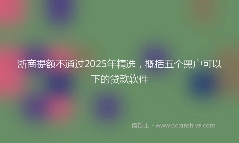 浙商提额不通过2025年精选，概括五个黑户可以下的贷款软件
