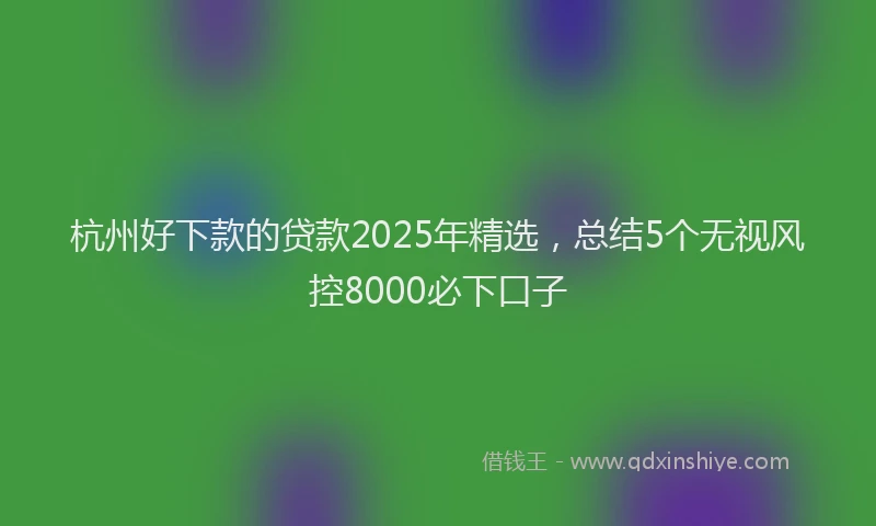 杭州好下款的贷款2025年精选，总结5个无视风控8000必下口子