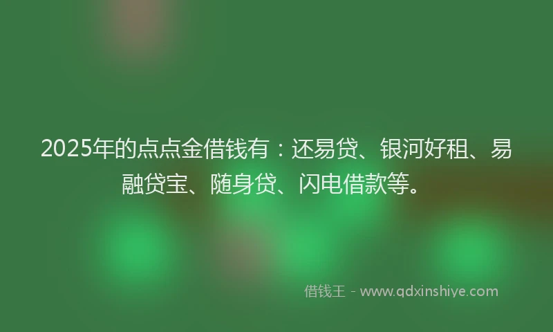 2025年的点点金借钱有：还易贷、银河好租、易融贷宝、随身贷、闪电借款等。