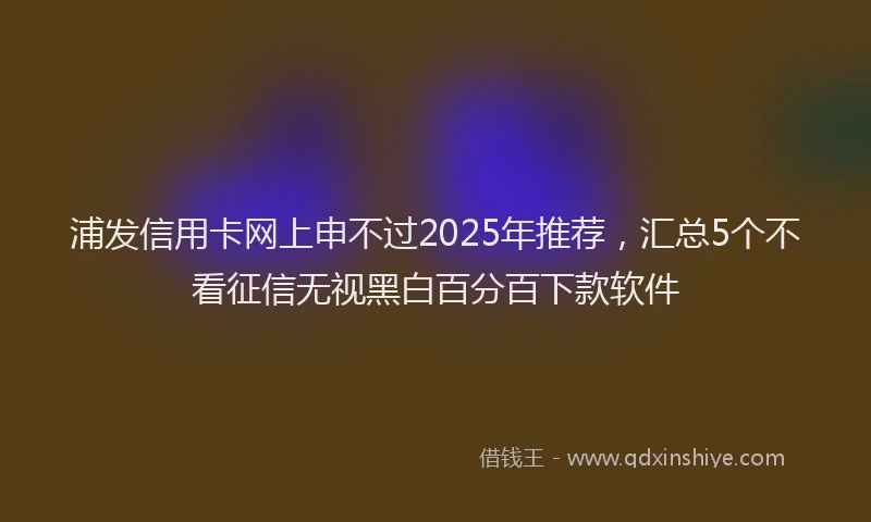 浦发信用卡网上申不过2025年推荐，汇总5个不看征信无视黑白百分百下款软件