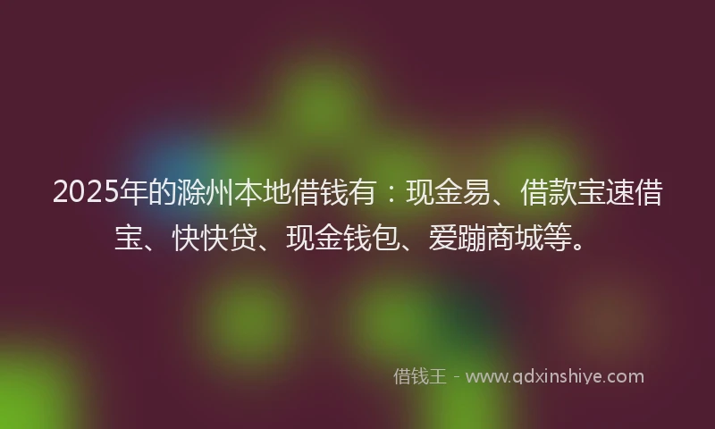 2025年的滁州本地借钱有：现金易、借款宝速借宝、快快贷、现金钱包、爱蹦商城等。