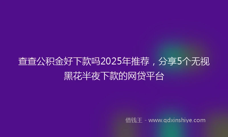 查查公积金好下款吗2025年推荐，分享5个无视黑花半夜下款的网贷平台
