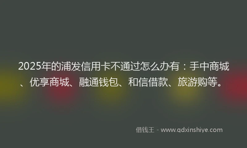 2025年的浦发信用卡不通过怎么办有：手中商城、优享商城、融通钱包、和信借款、旅游购等。