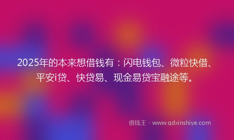 2025年的本来想借钱有：闪电钱包、微粒快借、平安i贷、快贷易、现金易贷宝融途等。