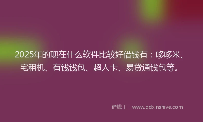 2025年的现在什么软件比较好借钱有：哆哆米、宅租机、有钱钱包、超人卡、易贷通钱包等。